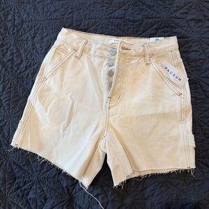 PacSun Shorts Womens 25 White Denim Dad Carpenter Utility Raw Hem High Rise